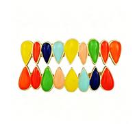 AHTCPO Rainbow Enamel Vampire Fang Grillz Set, Gold Plated 8 Teeth Top & Bottom Hip Hop Teeth Accessories for Rappers & Parties
