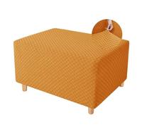 AHTCPO Stretchable Footstool Covers, Thick Fully Encased Ottoman Slipcovers - Simple Home Sofa Bench Protector(Orange,XL)