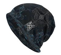 AHTCPO Viking Beanies Hat for Men, Norse Myth Odin Thor Hammer Dragon Fenrir Wolf Knit Hat, Unisex Vintage Street Casual Headwraps,Viking Hat 5,59cm