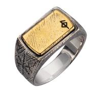 AHTCPO Viking Mjolnir Ring 925 Silver - Norse Thor’s Hammer Rune Tail Ring for Men, Gothic Warrior Jewelry, Adjustable Retro Pinky Ring(Health)