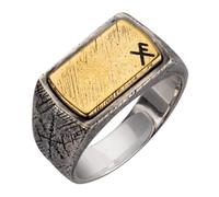 AHTCPO Viking Mjolnir Ring 925 Silver - Norse Thor’s Hammer Rune Tail Ring for Men, Gothic Warrior Jewelry, Adjustable Retro Pinky Ring(Luck)