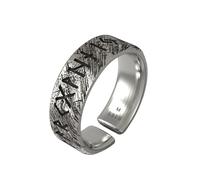 AHTCPO Viking Rune Ring 925 Silver - Adjustable Norse Jewelry for Men, Minimalist Runic Pinky Ring, Unisex Historical Gift(M)