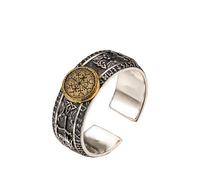 AHTCPO Viking Rune Ring 925 Silver, Copper - Adjustable Norse Jewelry for Men, Medieval Warrior Pinky Ring, Unisex Runic Gift(Lost,S)