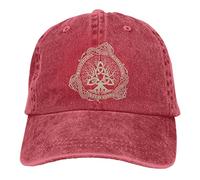 AHTCPO Viking Symbol Washed Denim Baseball Cap, Ancient Pagan Nordic The Tree of Life Vintage Outdoor Baseball Cap,Hat 1,55cm