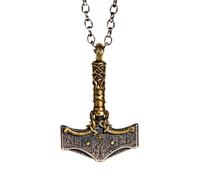 AHTCPO Viking Thor's Hammer Mjolnir Necklace for Men Women, 925 Sterling Silver Amulet Protection Pendant with Compass Norse Jewelry(Pendant+silver chain)