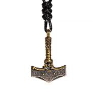 AHTCPO Viking Thor's Hammer Mjolnir Necklace for Men Women, 925 Sterling Silver Amulet Protection Pendant with Compass Norse Jewelry(Pendant+wax cord)
