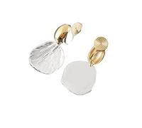 AHTCPO Vintage Metal Shell Two-tone Earring Set, Piercing Post Design and No-pierce Spiral Clip Design Suitable for Cartilage Eyebrow and Lip Piercing Unisex(For pierced)