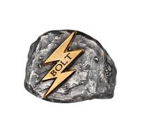 AHTCPO Zeus' Wrath 925 Silver & Copper Lightning Ring - Thunder God Adjustable Statement Ring for Men, Greek Mythology Jewelry