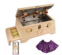 AHUAN Adjustable Temperature Moxibustion Kit with Handle, Acupoint Map Thickened Wood Moxa Box for Waist, Abdomen Moxibustion Box Durable(Ginger Hanging moxibustion)