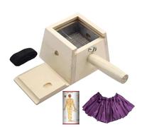 AHUAN Adjustable Temperature Moxibustion Kit with Handle, Acupoint Map Thickened Wood Moxa Box for Waist, Abdomen Moxibustion Box Durable(1-Hole Needle Insertion)
