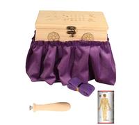 AHUAN Adjustable Temperature Moxibustion Kit with Handle, Acupoint Map Thickened Wood Moxa Box for Waist, Abdomen Moxibustion Box Durable(Basic)