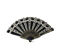 AHUAN Cosplay Props Hand Fans for Women Foldable, Retro Printing Folding Fan for Photography, Tea Party Chinese Fan Portable(Black)