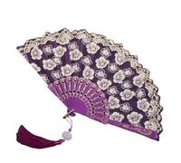 AHUAN Dance Hand Fans for Women Foldable Hanfu Cheongsam, Portable Folding Fan Summer Chinese Fan for Beach Party, Birthday(Purple B)