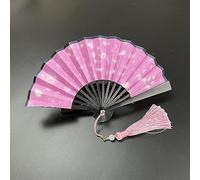 AHUAN Folding Fan Diy Calligraphy Paintings Xuan Paper Hand Fan Foldable, Portable Chinese Fan for Travel Camping, Summer Music Festivals(Pink snowflakes-black,M)