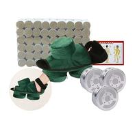 AHUAN Foot Moxibustion Kit with Copper Box, Acupoint Map Burn-Proof Moxa Box Adjustable Temperature, Smokeless Moxibustion Box(Green Steel Box kit A)