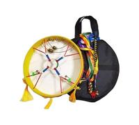 AHUAN Goat Skin Frame Drums for Adults, Beginner Handcrafted Wooden Shaman Drum Set for Accompaniment, Percussion Instrument Hand Drum(30cm,Gold Set B)