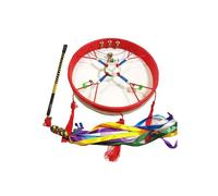 AHUAN Goat Skin Frame Drums for Adults, Beginner Handcrafted Wooden Shaman Drum Set for Accompaniment, Percussion Instrument Hand Drum(45cm,Red Set A)
