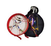AHUAN Goat Skin Frame Drums for Adults, Beginner Handcrafted Wooden Shaman Drum Set for Accompaniment, Percussion Instrument Hand Drum(45cm,Red Set B)