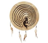 AHUAN Handcrafted Wooden Shaman Drum Set with Drum Stick, Traditional Professional Frame Drum for Wedding, Carnival Hand Drum Accompaniment(40cm,Circle-A)