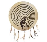 AHUAN Handcrafted Wooden Shaman Drum Set with Drum Stick, Traditional Professional Frame Drum for Wedding, Carnival Hand Drum Accompaniment(50cm,Circle-B)