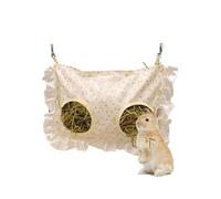 AHUAN Hanging Bunny Hay Feeder Leak-Proof, Soft 2 Holes Rabbit Hay Feeder High Capacity for Inside, Pet Store Small Animal Cage Accessories(White)