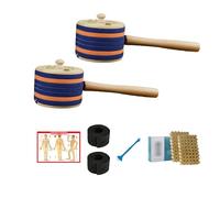 AHUAN Household Handheld Moxibustion Kit Burn-Proof, Extended Handle Moxa Box with Moxa Stick, Bandage, Moxibustion Box Adjustable Temperature(Set E)