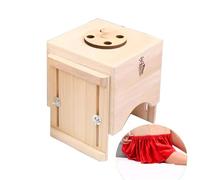 AHUAN Knee Joint Moxibustion Kit Adjustable Height, Wooden Moxibustion Box Burn-Proof Durable Moxa Box for Leg Moxa Stick Holder with Fabric Cover(Single Knee)