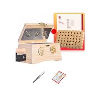 AHUAN Moxa Box Household Burn-Proof, Adjustable Temperature Moxibustion Kit with Acupoint Map, Tweezers Moxibustion Box for Leg Knee(3-Needle 4-piece Set)