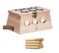 AHUAN Multifunctional Moxibustion Kit Burn-Proof with Moxa Stick, Adjustable Temperature Moxibustion Box for Neck Knees Back Waist Moxa Box(Oak,6 Holes)