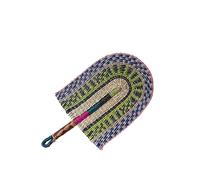 AHUAN Seaweed Hand Weaving Chinese Fan African Elements, African-Inspired Wall Decoration Hand Fan for Office Camping, Concert(3-color - b)