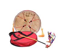 AHUAN Shaman Drum with Drum Stick Handcrafted Cowhide Frame Drum for Carnival, Halloween Percussion Instrument Buffalo Drum Travel Meditation(30cm,3-piece set)