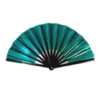 AHUAN Summer Bamboo Frames Hand Fan Foldable for Street Dance Performance, Bar Party Folding Fan Portable Chinese Fan Travel(Green)