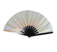 AHUAN Summer Bamboo Frames Hand Fan Foldable for Street Dance Performance, Bar Party Folding Fan Portable Chinese Fan Travel(White)