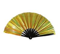 AHUAN Summer Bamboo Frames Hand Fan Foldable for Street Dance Performance, Bar Party Folding Fan Portable Chinese Fan Travel(Gold)
