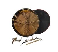 AHUAN Traditional Goat Skin Frame Drums for Adults, Native American Buffalo Drum for Meditation, Percussion Instrument Shaman Drum Camping(50cm,Cross)