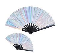 AHUAN Wedding Decorations Folding Fan PVC Fan Surface, Summer Portable Hand Fan Foldable for Street Dance, Bar Party Chinese Fan