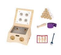 AHUAN Wooden Moxa Box with Removable Handle Moxa Stick, Bandage Moxibustion Kit Adjustable Temperature Handheld Moxibustion Box for Waist, Arms(Set B 4-Hole)