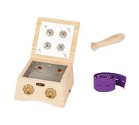 AHUAN Wooden Moxa Box with Removable Handle Moxa Stick, Bandage Moxibustion Kit Adjustable Temperature Handheld Moxibustion Box for Waist, Arms(Set A 4-Hole)