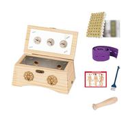 AHUAN Wooden Moxa Box with Removable Handle Moxa Stick, Bandage Moxibustion Kit Adjustable Temperature Handheld Moxibustion Box for Waist, Arms(Set C 3-Hole)