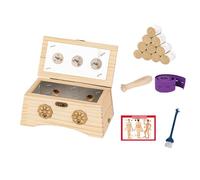 AHUAN Wooden Moxa Box with Removable Handle Moxa Stick, Bandage Moxibustion Kit Adjustable Temperature Handheld Moxibustion Box for Waist, Arms(Set B 3-Hole)