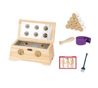AHUAN Wooden Moxa Box with Removable Handle Moxa Stick, Bandage Moxibustion Kit Adjustable Temperature Handheld Moxibustion Box for Waist, Arms(Set B 6-Hole)
