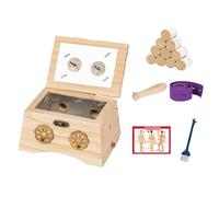 AHUAN Wooden Moxa Box with Removable Handle Moxa Stick, Bandage Moxibustion Kit Adjustable Temperature Handheld Moxibustion Box for Waist, Arms(Set B 2-Hole)