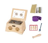 AHUAN Wooden Moxa Box with Removable Handle Moxa Stick, Bandage Moxibustion Kit Adjustable Temperature Handheld Moxibustion Box for Waist, Arms(Set C 2-Hole)