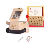 AHUAN Wooden Moxa Box with Tweezers Acupoint Map, Shoulder Moxibustion Kit Adjustable Temperature for Legs, Waist Moxibustion Box Apartment(1-Needle 4-piece Set)