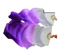 AHUFGN Belly Dance Fans 1 Pair Left Right Silk Belly Dance Fan Veil Women Long Fans Veils For Praise Dancing Performance(Color 1,180cm 1pair)