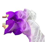 AHUFGN Belly Dance Fans 1 Pair Left Right Silk Belly Dance Fan Veil Women Long Fans Veils For Praise Dancing Performance(Color 19,150cm 1pair)