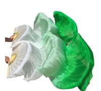 AHUFGN Belly Dance Fans 1 Pair Left Right Silk Belly Dance Fan Veil Women Long Fans Veils For Praise Dancing Performance(Color 8,210cm 1pair)