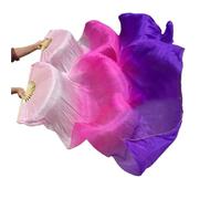 AHUFGN Belly Dance Fans 1 Pair Left Right Silk Belly Dance Fan Veil Women Long Fans Veils For Praise Dancing Performance(Color 6,180cm 1pair)