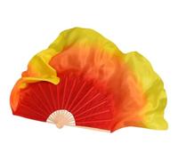 AHUFGN Belly Dance Fans Dance Fan Real Silk 86cm Gradient Folding Veil Hand Paint Bellydance Folk Square Dancer Show Props(Color16,2pcs Right Hand)