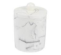 AHUFGN Cotton Pad Holder 1pc Resin Marble Pattern Storage Box Cotton Swab Holder Toothpick Ganizer Pad Container Bins Dustproof Bathroom(White)